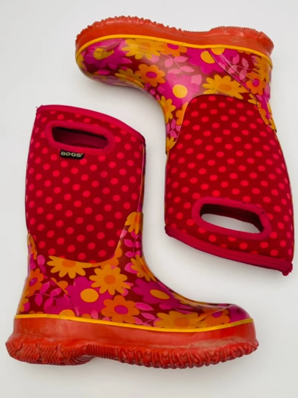 BOGS Classic Kids Waterproof Insulated Winter Rain Boots Flower Dots Size Y3